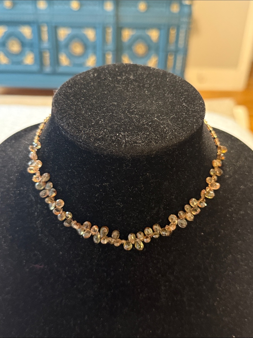 Vintage Mary Millsaps Tan Brown Beaded Choker Collar Statement Necklace